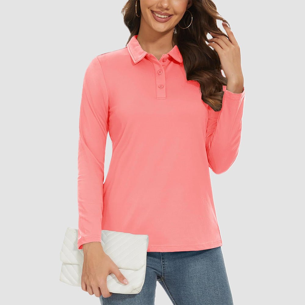 Women's Long Sleeve Golf Lands End Sun Protection Shirts UPF 50+ Polo Moisture Wicking Casual Lands End Sun Protection Shirts for Sports - MAGCOMSEN