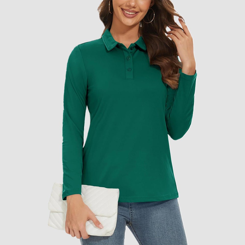 Women's Long Sleeve Golf Lands End Sun Protection Shirts UPF 50+ Polo Moisture Wicking Casual Lands End Sun Protection Shirts for Sports - MAGCOMSEN