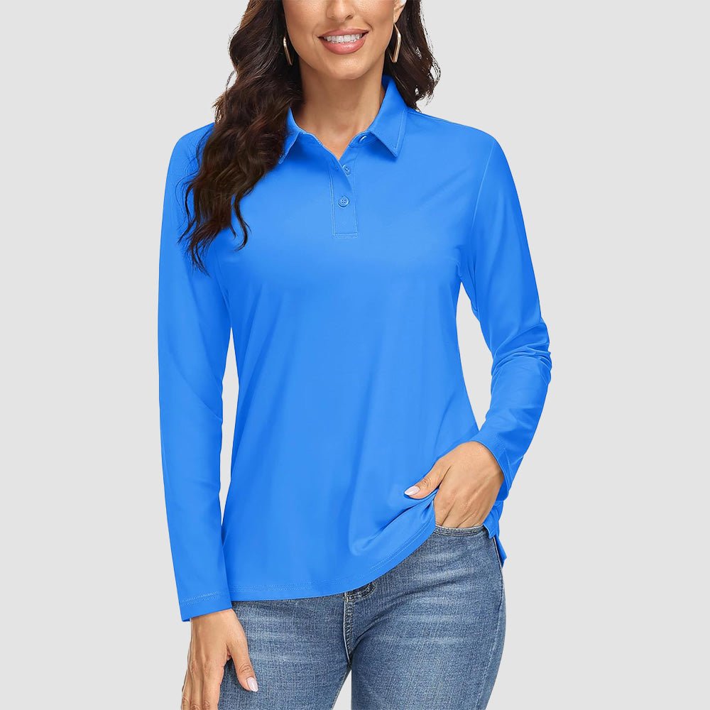 Women's Long Sleeve Golf Lands End Sun Protection Shirts UPF 50+ Polo Moisture Wicking Casual Lands End Sun Protection Shirts for Sports - MAGCOMSEN