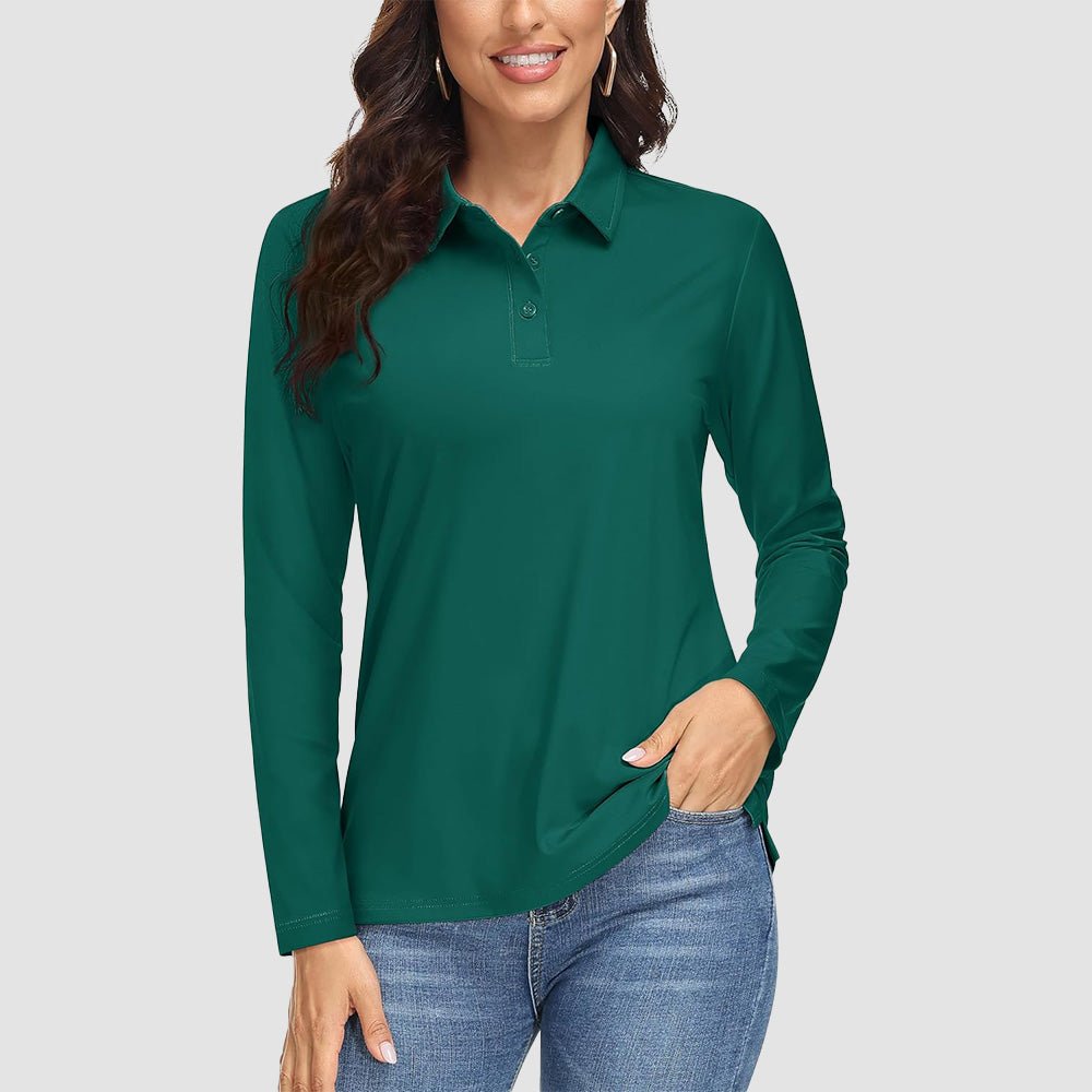 Women's Long Sleeve Golf Lands End Sun Protection Shirts UPF 50+ Polo Moisture Wicking Casual Lands End Sun Protection Shirts for Sports - MAGCOMSEN