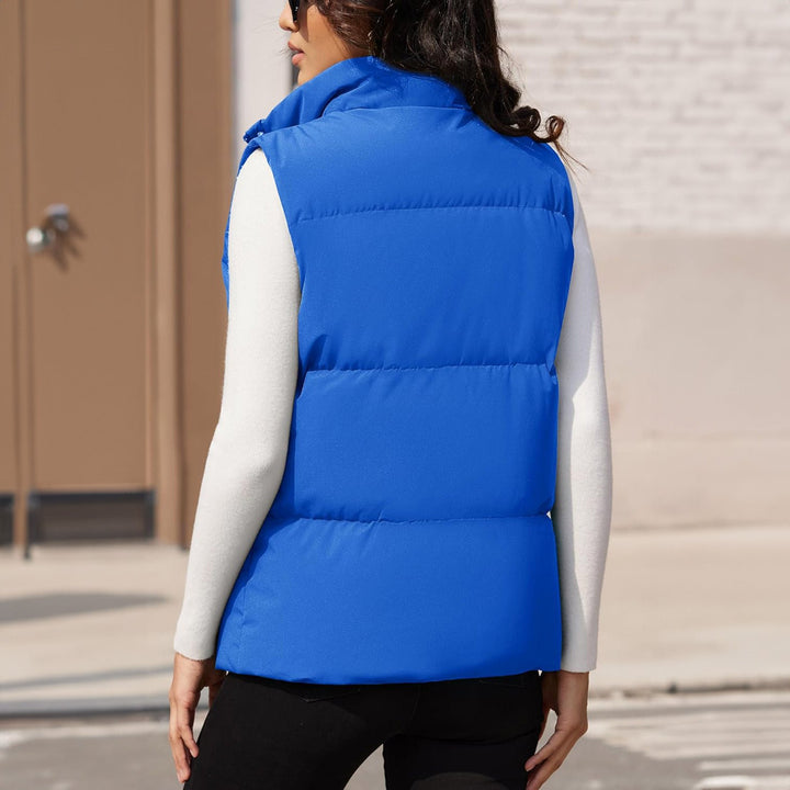 Women's Puffer Down Vest Oversized Zip Up Outerwear Lightweight Winter Padded Gilet Jacket with Pockets - MAGCOMSEN