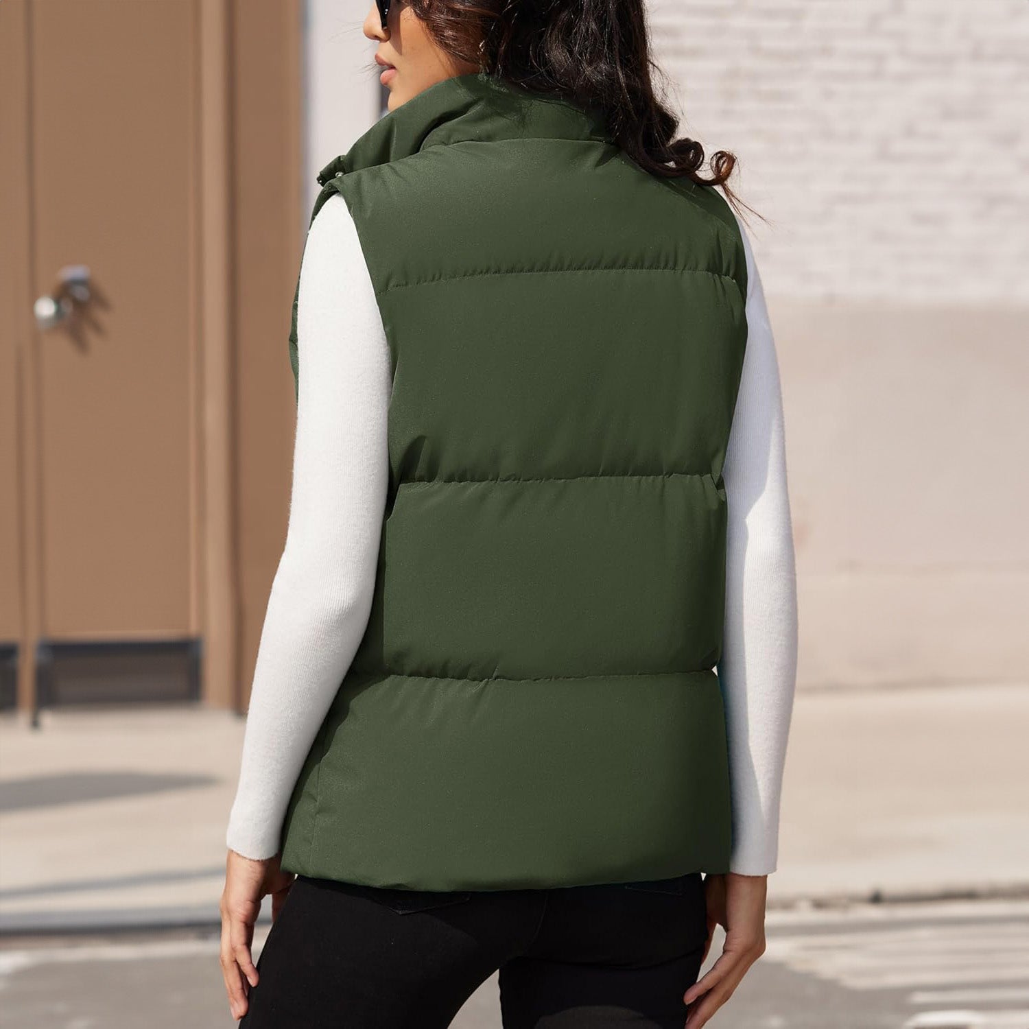 Women's Puffer Down Vest Oversized Zip Up Outerwear Lightweight Winter Padded Gilet Jacket with Pockets - MAGCOMSEN