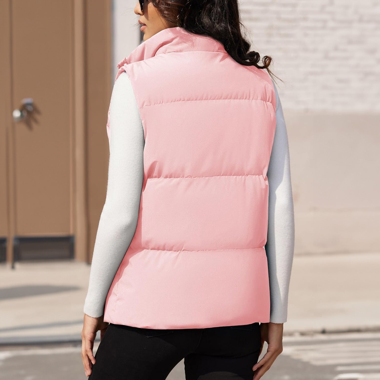 Women's Puffer Down Vest Oversized Zip Up Outerwear Lightweight Winter Padded Gilet Jacket with Pockets - MAGCOMSEN