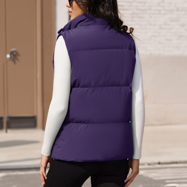 Women's Puffer Down Vest Oversized Zip Up Outerwear Lightweight Winter Padded Gilet Jacket with Pockets - MAGCOMSEN