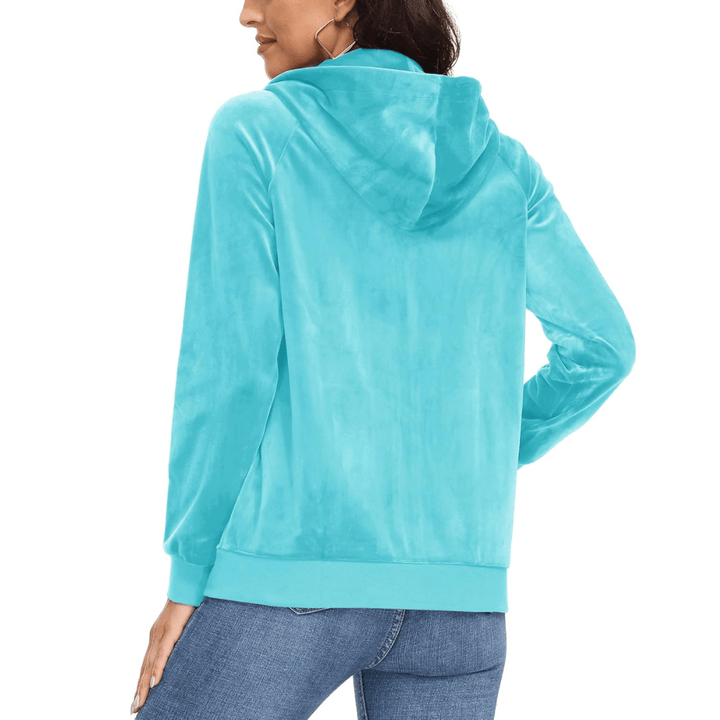 Women's Velour Fleece Hoodie Jacket Slim Fit Outwear