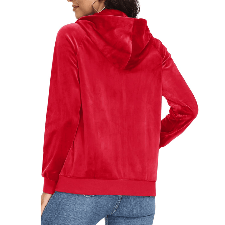 Women's Velour Fleece Hoodie Jacket Slim Fit Outwear