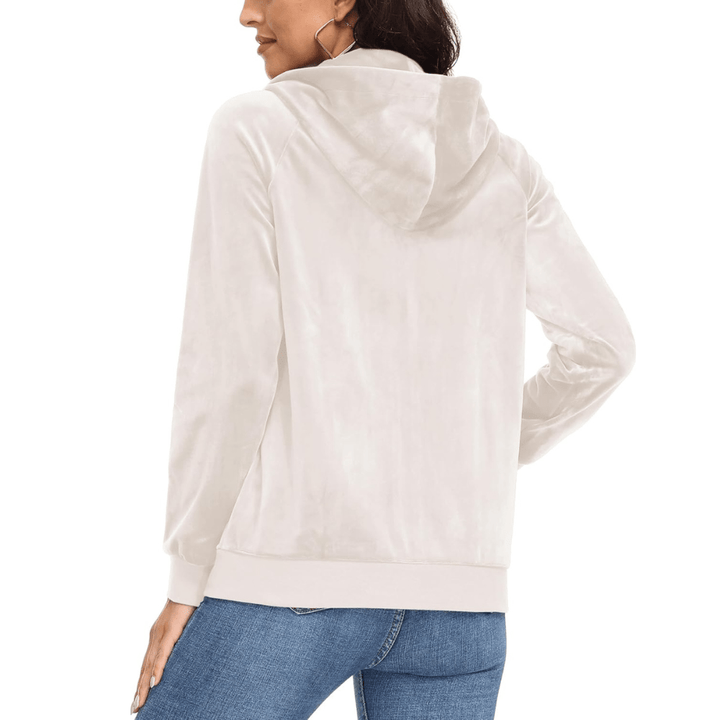 Women's Velour Fleece Hoodie Jacket Slim Fit Outwear