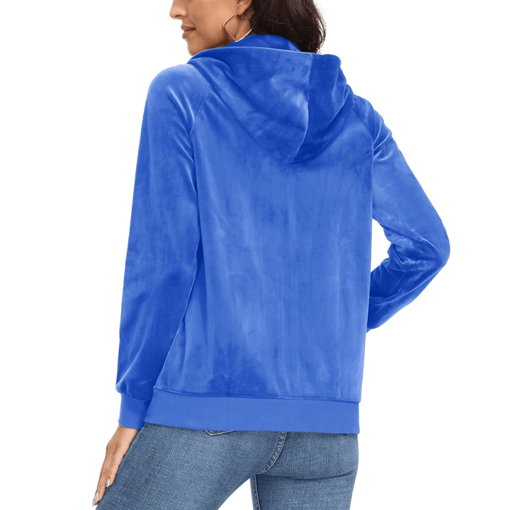 Women's Velour Fleece Hoodie Jacket Slim Fit Outwear