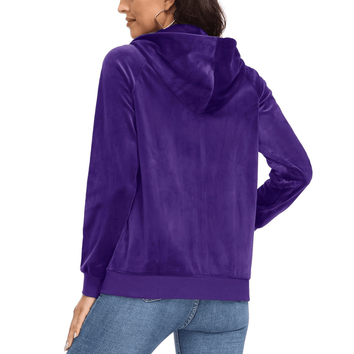 Women's Velour Fleece Hoodie Jacket Slim Fit Outwear