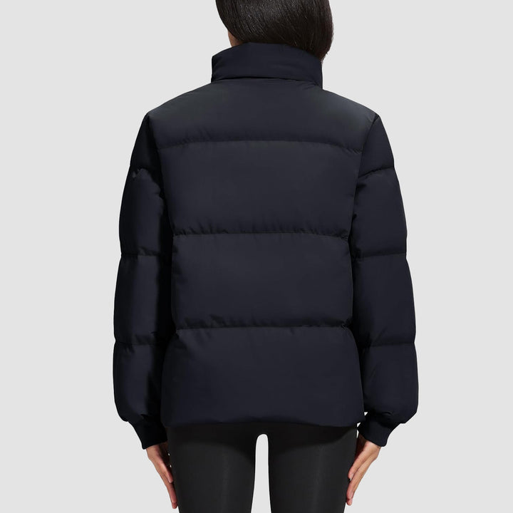 Women's Winter Down Puffer Jackets Stand Collar Zip Up Water Resistant Warm Padded Quilted Coat with Pockets - MAGCOMSEN