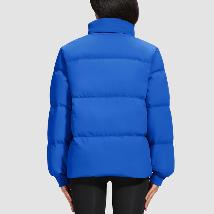 Women's Winter Down Puffer Jackets Stand Collar Zip Up Water Resistant Warm Padded Quilted Coat with Pockets - MAGCOMSEN