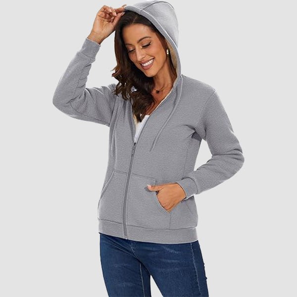 Womens Zip Up Hoodie Sherpa Lined Fleece Jacket Winter Warm Jacket - MAGCOMSEN