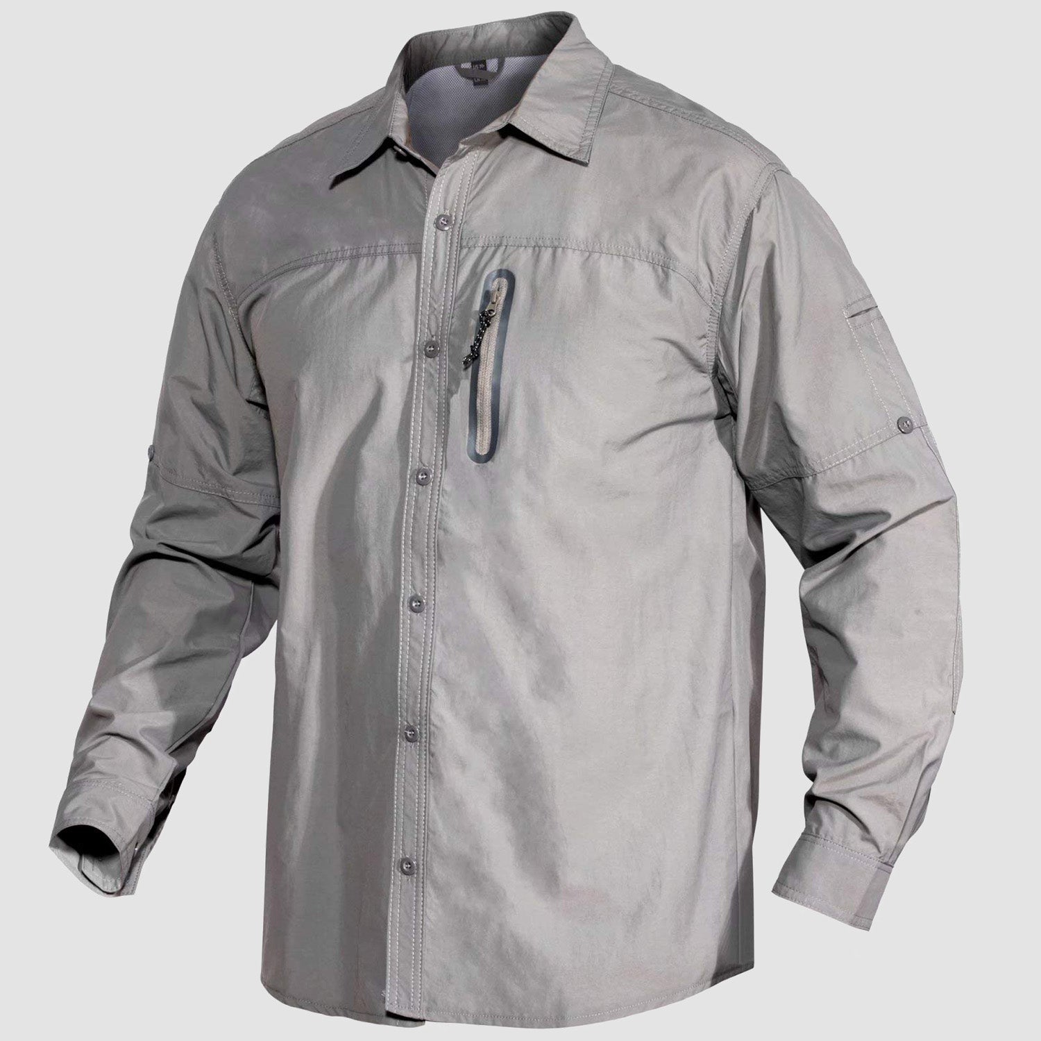 Men's Tactical Shirts with Zipper Pocket Long Sleeve Work Shirts