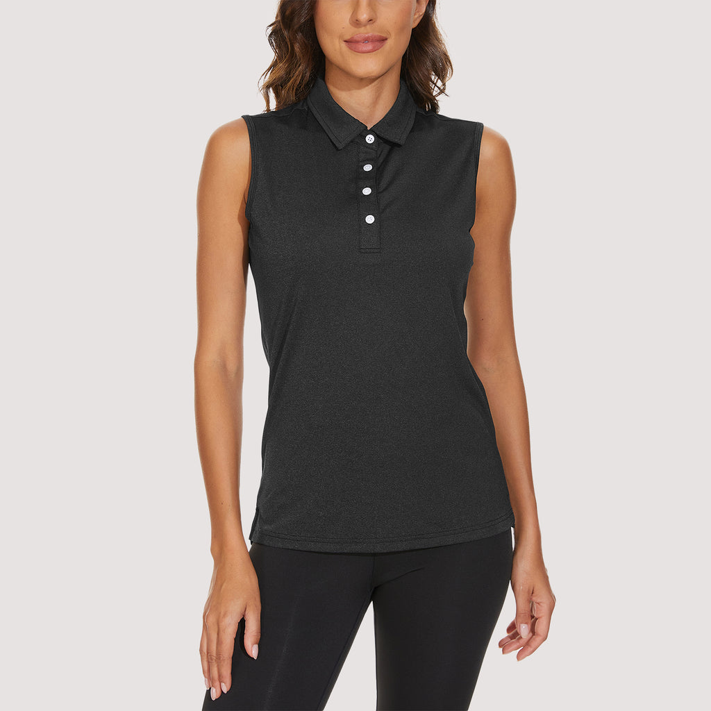 Women's Polo T-Shirts Sleeveless Tennis Golf Tee Shirts 4-Button
