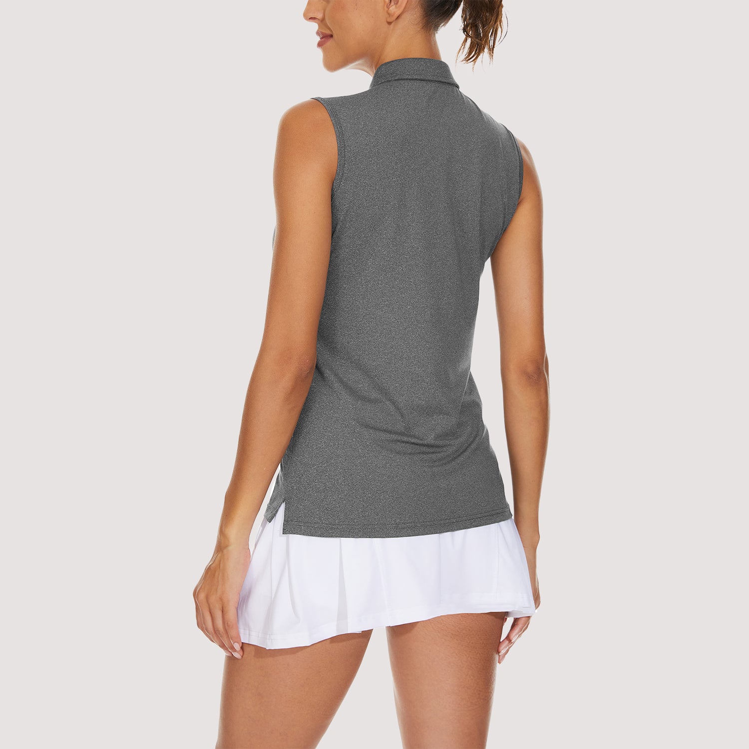 Women V-neck Sleeveless Golf Polo T-Shirt Raceback Tennis Outdoor
