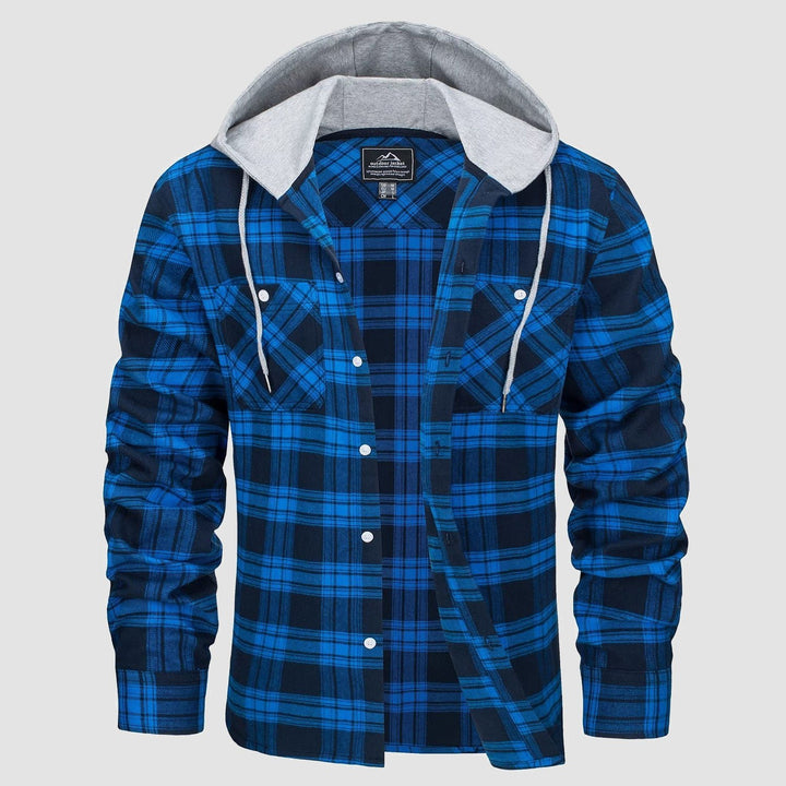 Men's Flannel Plaid Shirt Hoodie Fleece Shirt - MAGCOMSEN