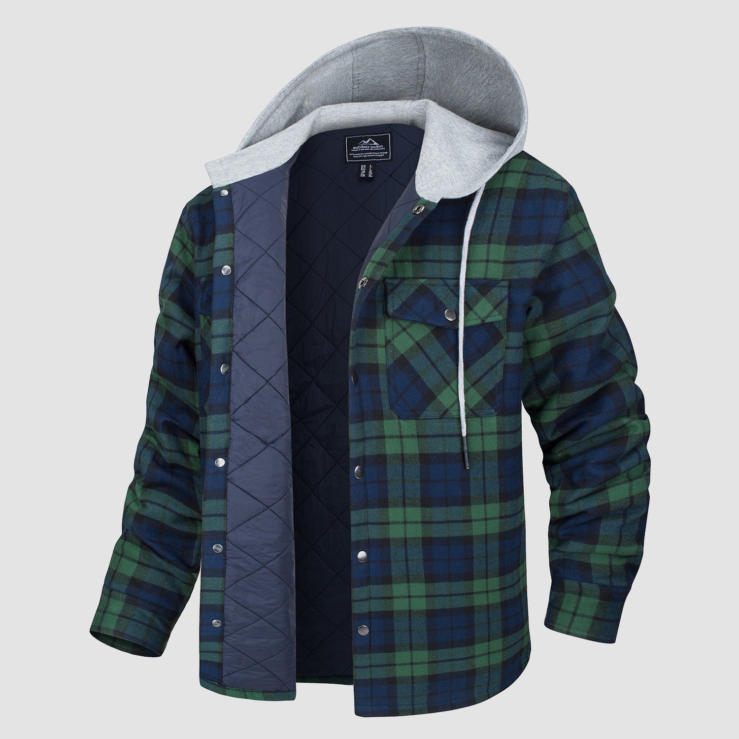 Mens flannel jacket store with quilted lining