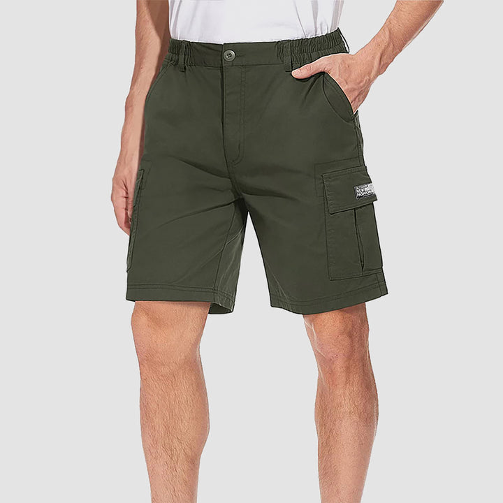 Men's Cotton Summer Lightweight Soft Casual Twill Elastic Baggy Multi-Pockets Ripstop Cargo Work Shorts