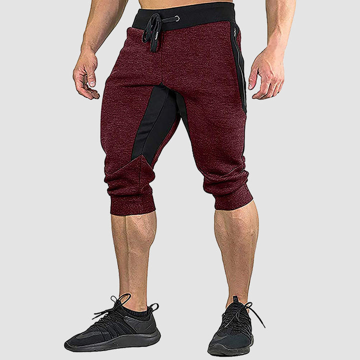 Men's  3/4 Length Cotton Summer Sweatpants Zipper Pockets Drawstring Gym Training Workout Shorts