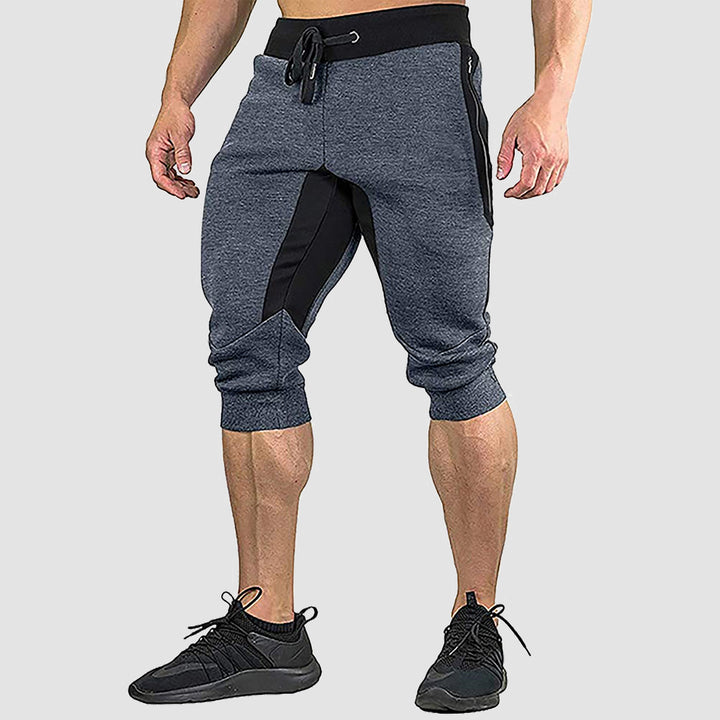 Men's  3/4 Length Cotton Summer Sweatpants Zipper Pockets Drawstring Gym Training Workout Shorts