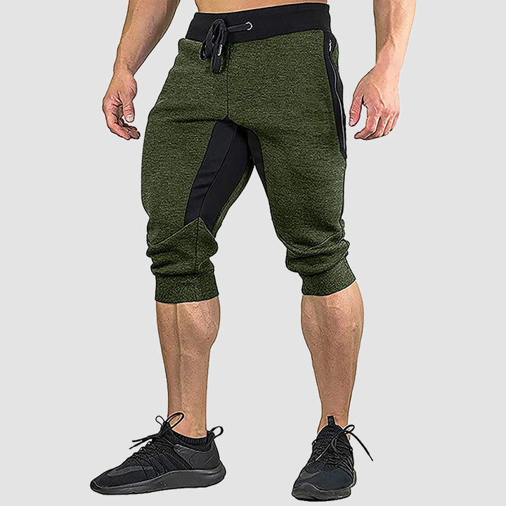 Men's  3/4 Length Cotton Summer Sweatpants Zipper Pockets Drawstring Gym Training Workout Shorts