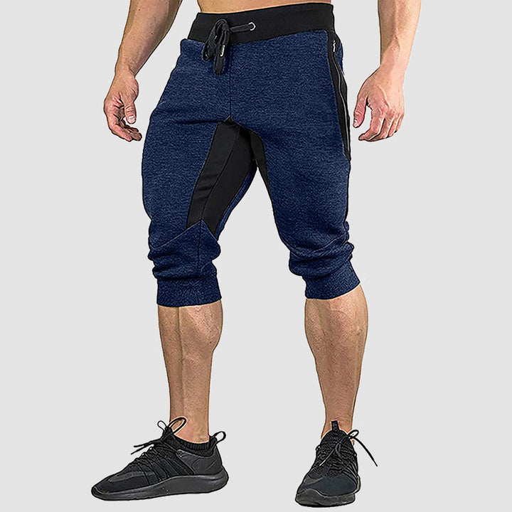 Men's  3/4 Length Cotton Summer Sweatpants Zipper Pockets Drawstring Gym Training Workout Shorts