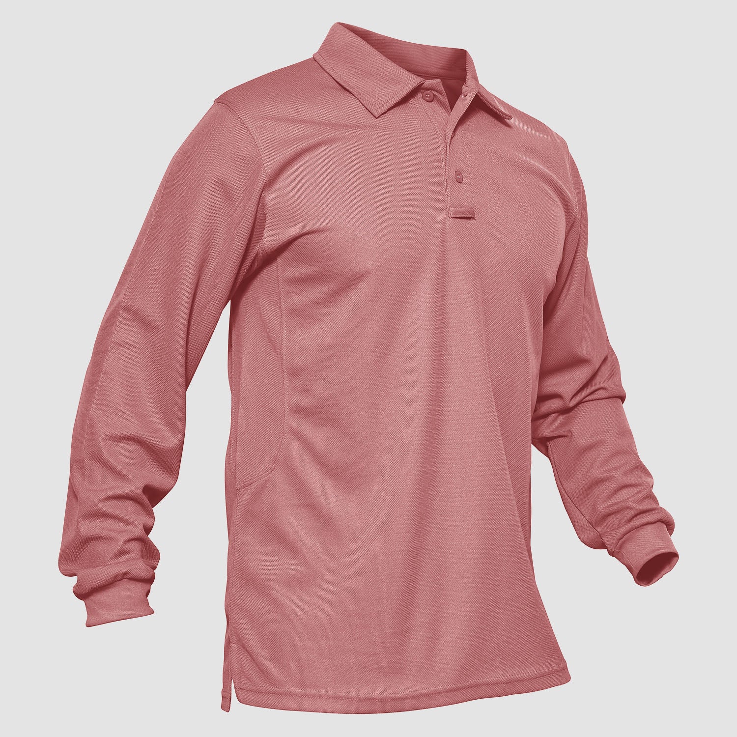 Men's pink long hot sale sleeve polo shirt