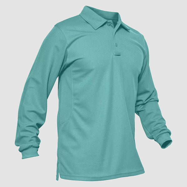 Men's Sport Long Sleeve Polo Quick Dry Shirt