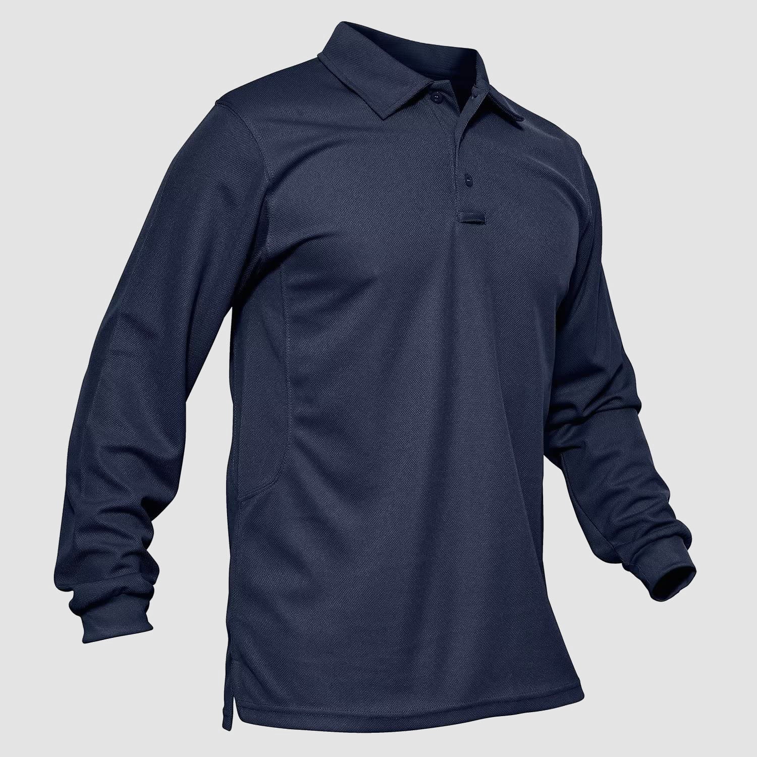 Men's Long-Sleeve Polo Shirt Quick Dry Breathable T-shirt