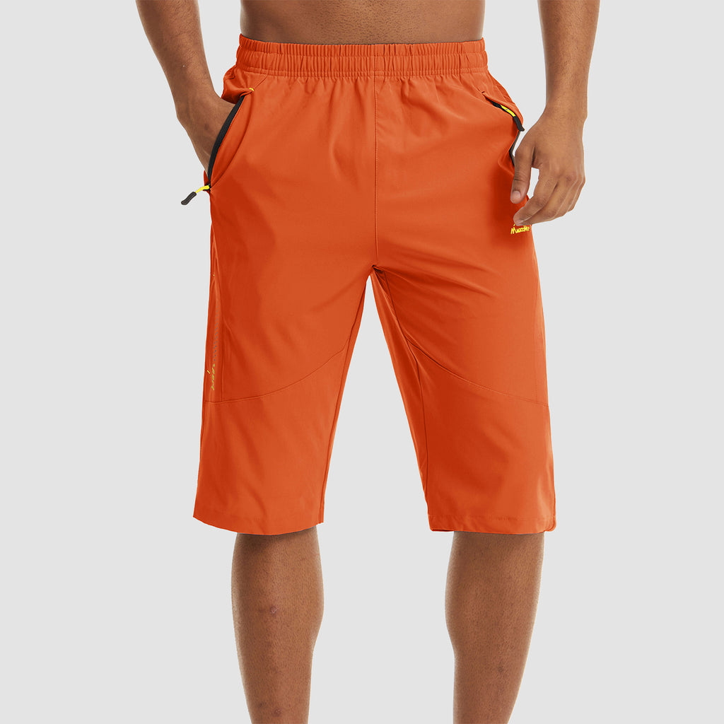 Men's Quick Dry Hiking Running Shorts 3/4 Capri with Zipper Pockets