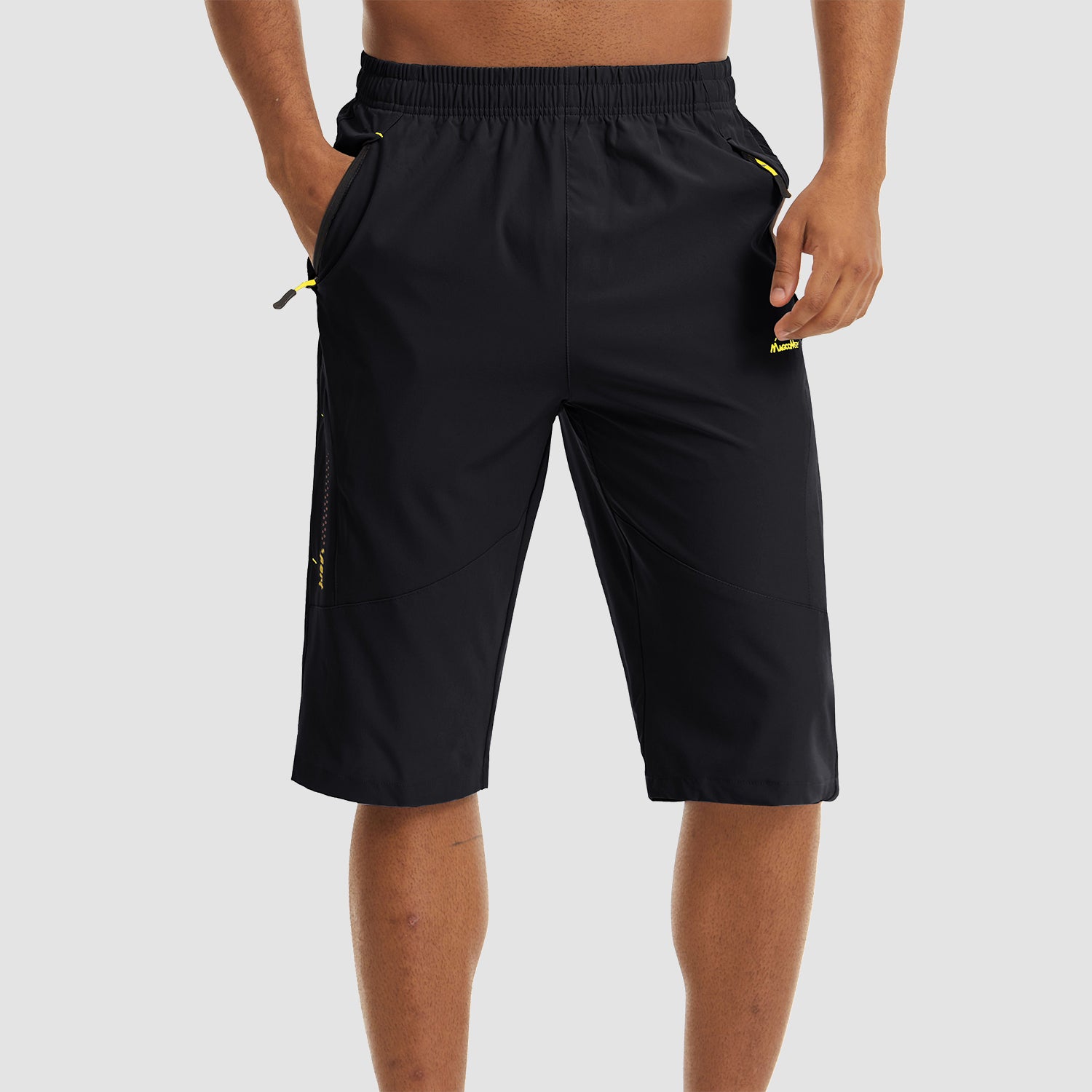 Men's Quick Dry Hiking Running Shorts 3/4 Capri with Zipper Pockets