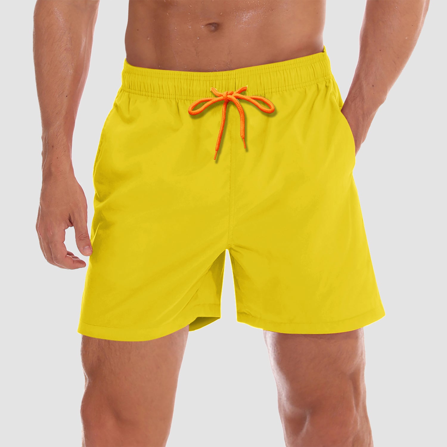 UNIQLO mens 3XL yellow mesh lined swim shorts trunks drawstring