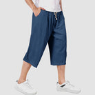 Men's Capri Pants with 4 Pockets Linen Shorts Baggy Wide Leg Casual Yoga 3/4 Capri