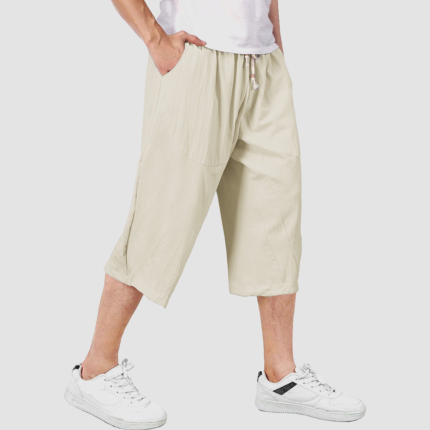 Men's Capri Shorts Linen Casual Yoga Shorts – MAGCOMSEN