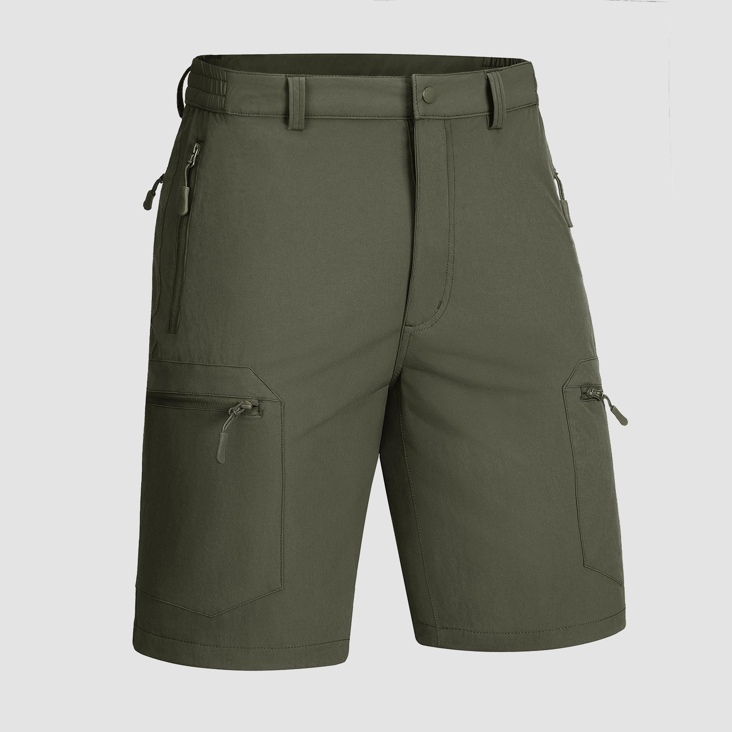 Men's Hiking Shorts with 5 Zipper Pockets Water-Resistant Ripstop Outdoor Shorts
