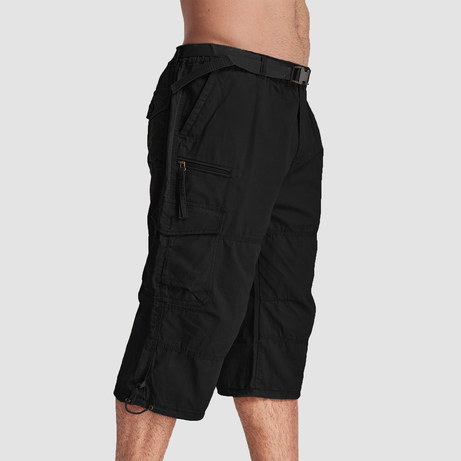 Men's 3/4 Long Cargo Shorts Elastic Waist Trousers – MAGCOMSEN