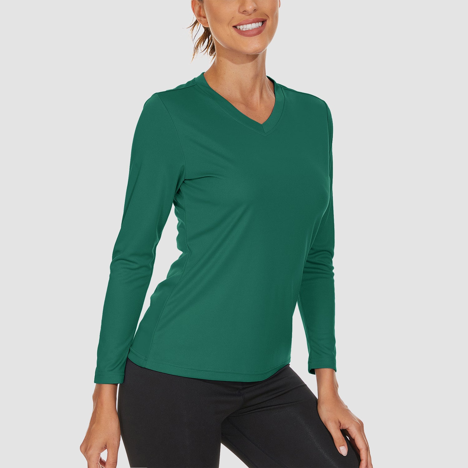Women's Long Sleeve Shirts UPF 50+ Sun Protection T Shirts V Neck Hiking Shirt Running Workout Performance Tee