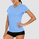 Women's T-Shirts Short Sleeve Quick Dry Athletic V-Neck Tee Shirt Running