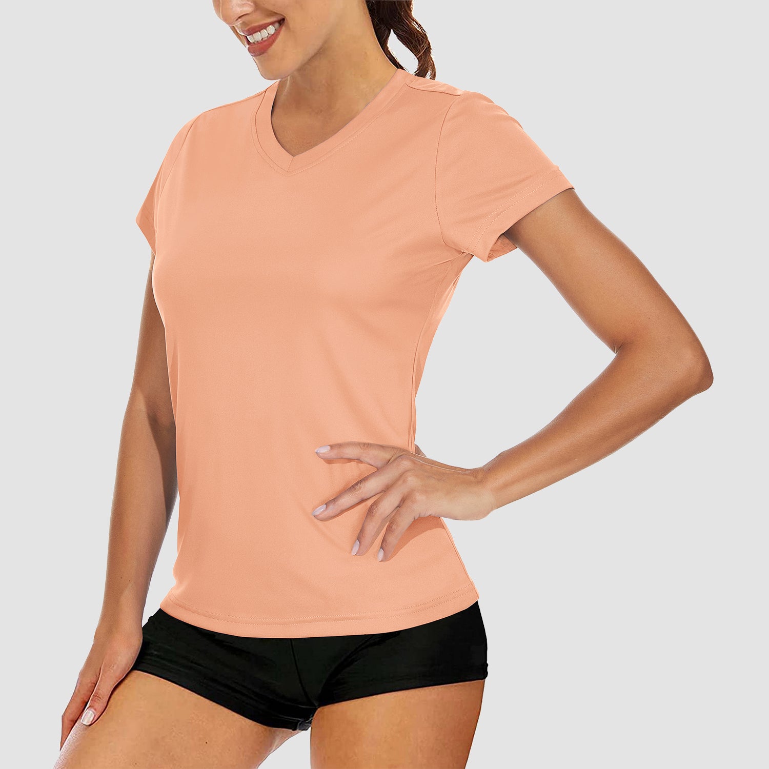 Women's T-Shirts Short Sleeve Quick Dry Athletic V-Neck Tee Shirt Running