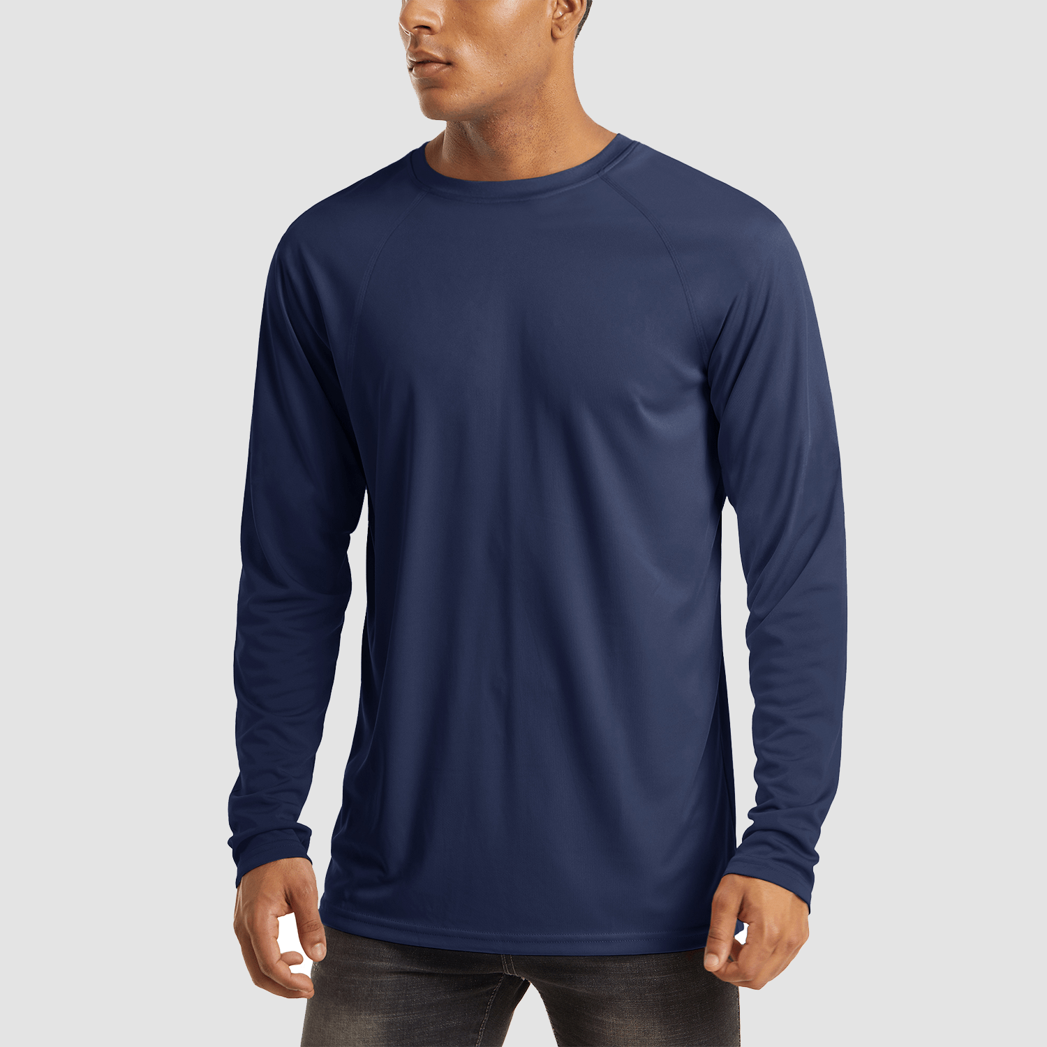 【Buy 4 Get 4th Free】Men's Long Sleeve Hooded Shirt UPF 50+ Athletic Shirt, Blue Grey / XXL