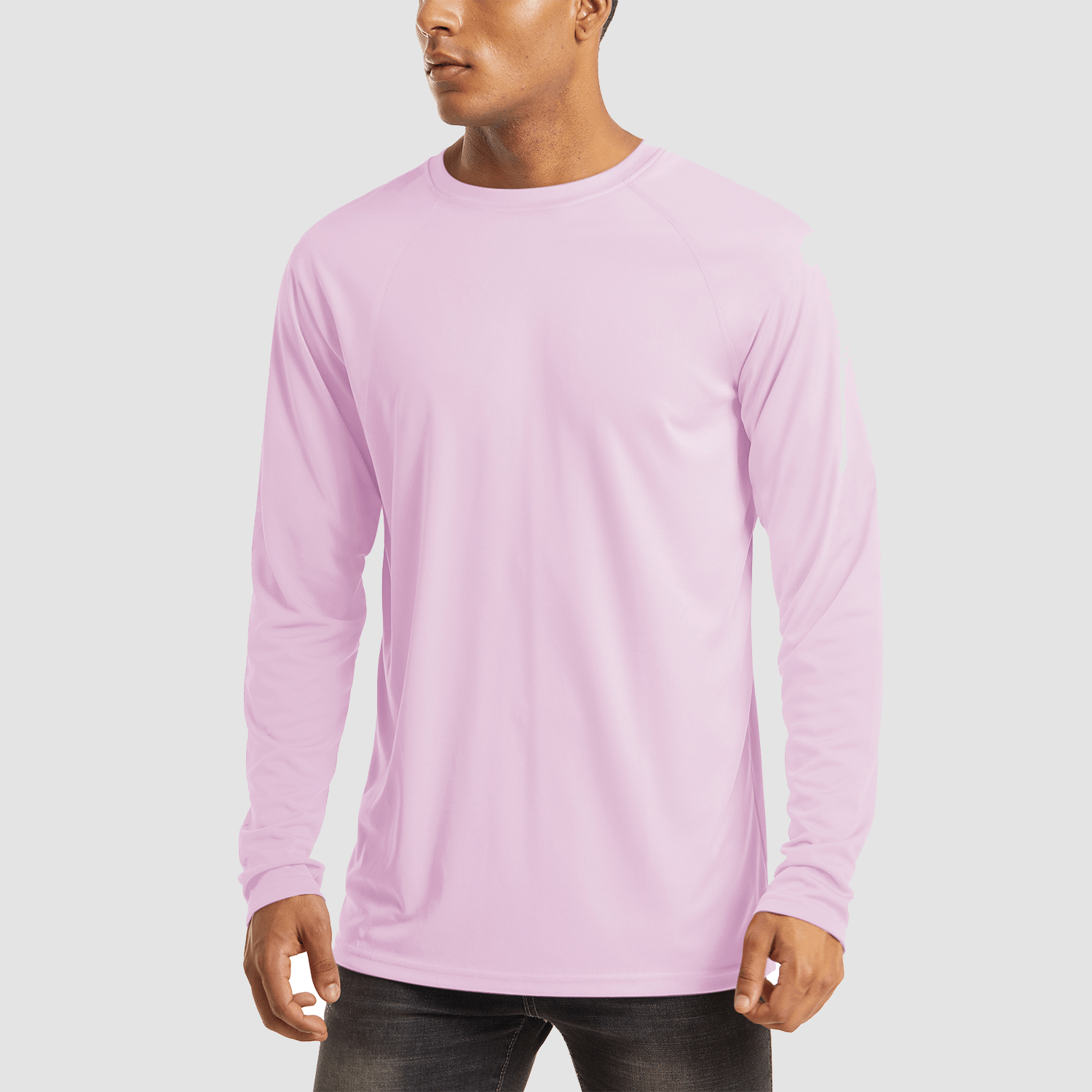【Buy 4 Get 4th Free】Men's Long Sleeve Hooded Shirt UPF 50+ Athletic Shirt, Light Pink / XXL