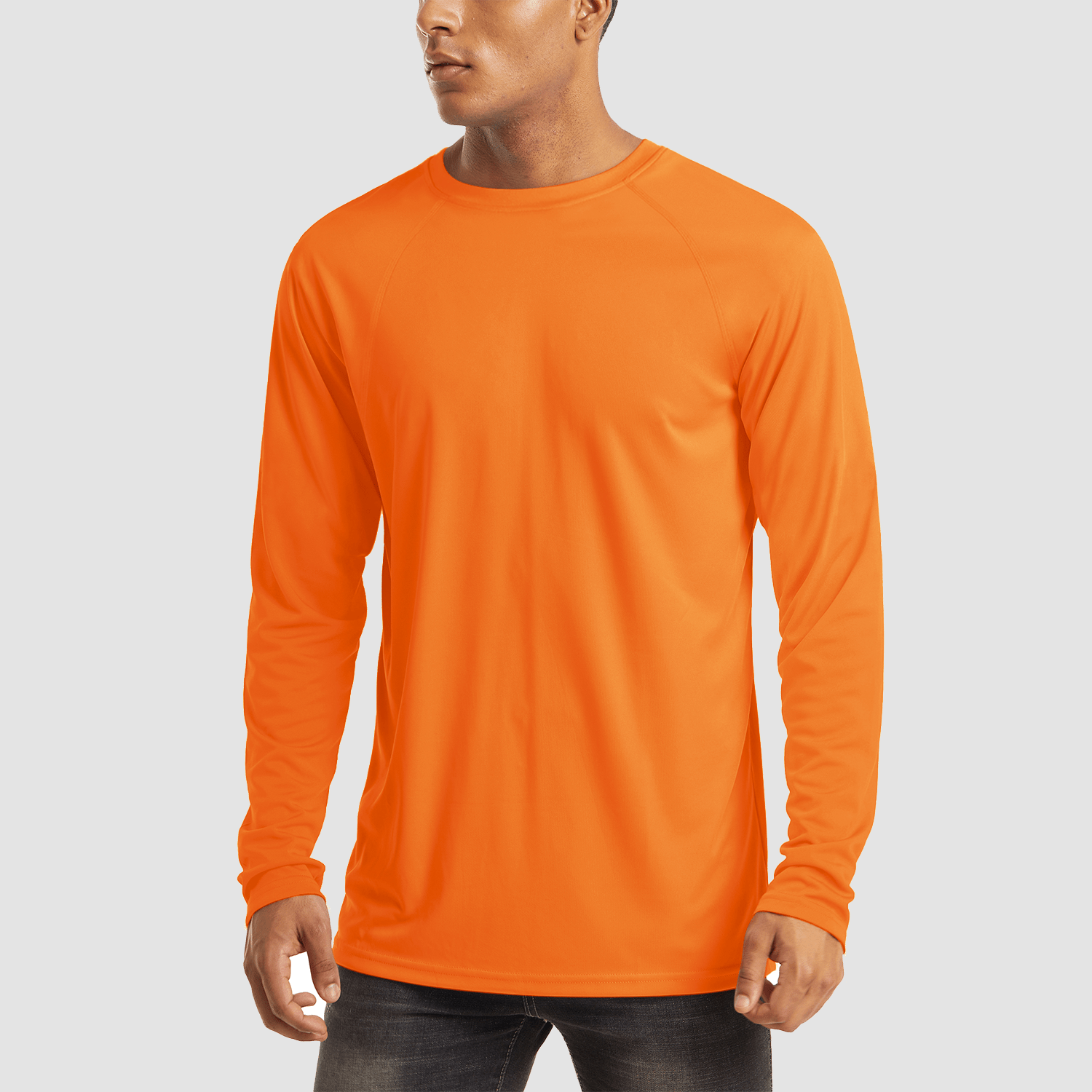 【Buy 4 Get 4th Free】Men's Long Sleeve Hooded Shirt UPF 50+ Athletic Shirt, Orange / S
