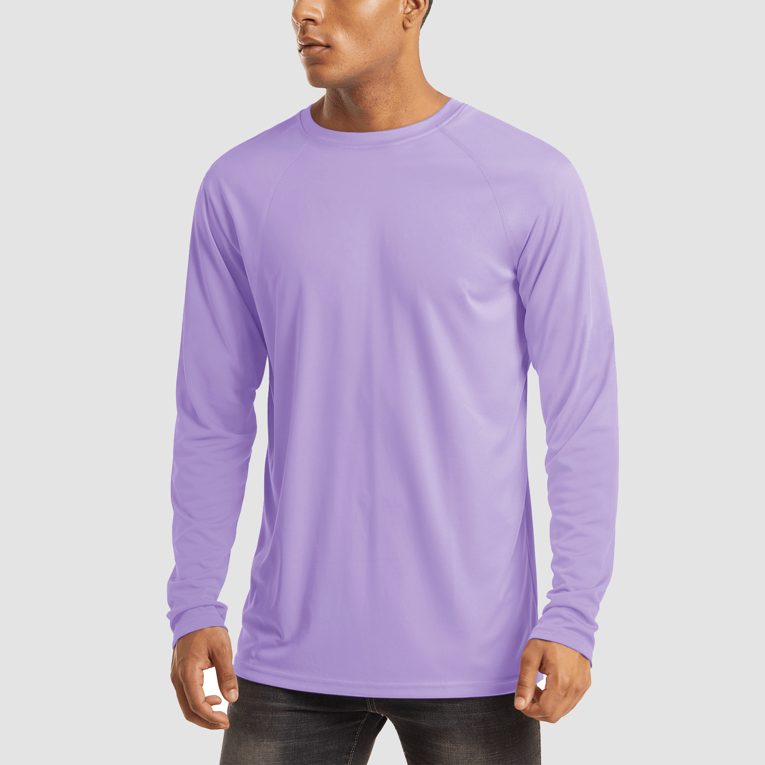 【Buy 4 Get 4th Free】Men's Long Sleeve Hooded Shirt UPF 50+ Athletic Shirt, Light Purple / M