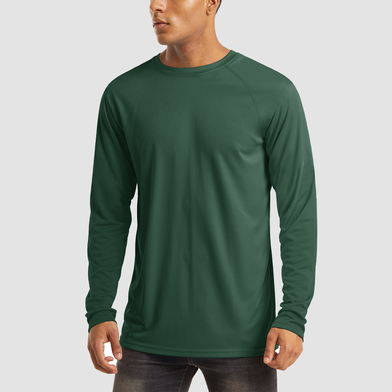 【Buy 4 Get 4th Free】Men's Long Sleeve Hooded Shirt UPF 50+ Athletic Shirt, Blue Grey / XXL
