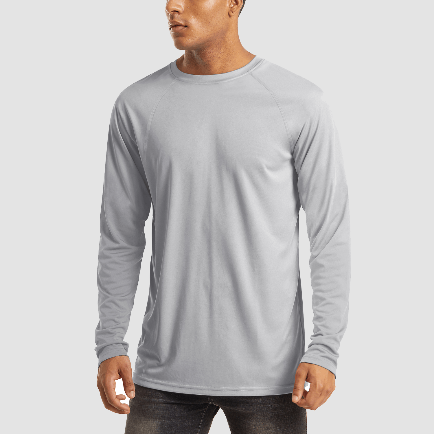 Danfiki Heren UV-shirt lange mouwen bescherming shirts Rashguard sneldrogend 1/4 rits, wit, XL