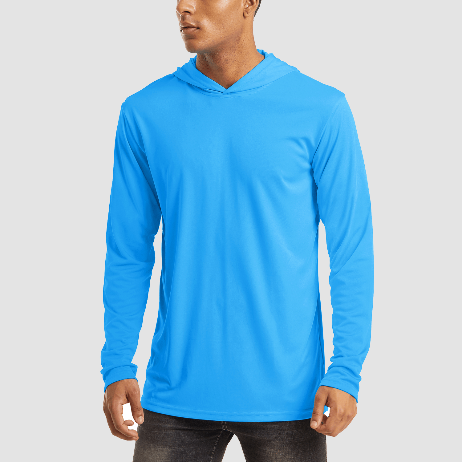 【Buy 4 Get 4th Free】Men's Long Sleeve Hooded Shirt UPF 50+ Athletic Shirts, Black / XL