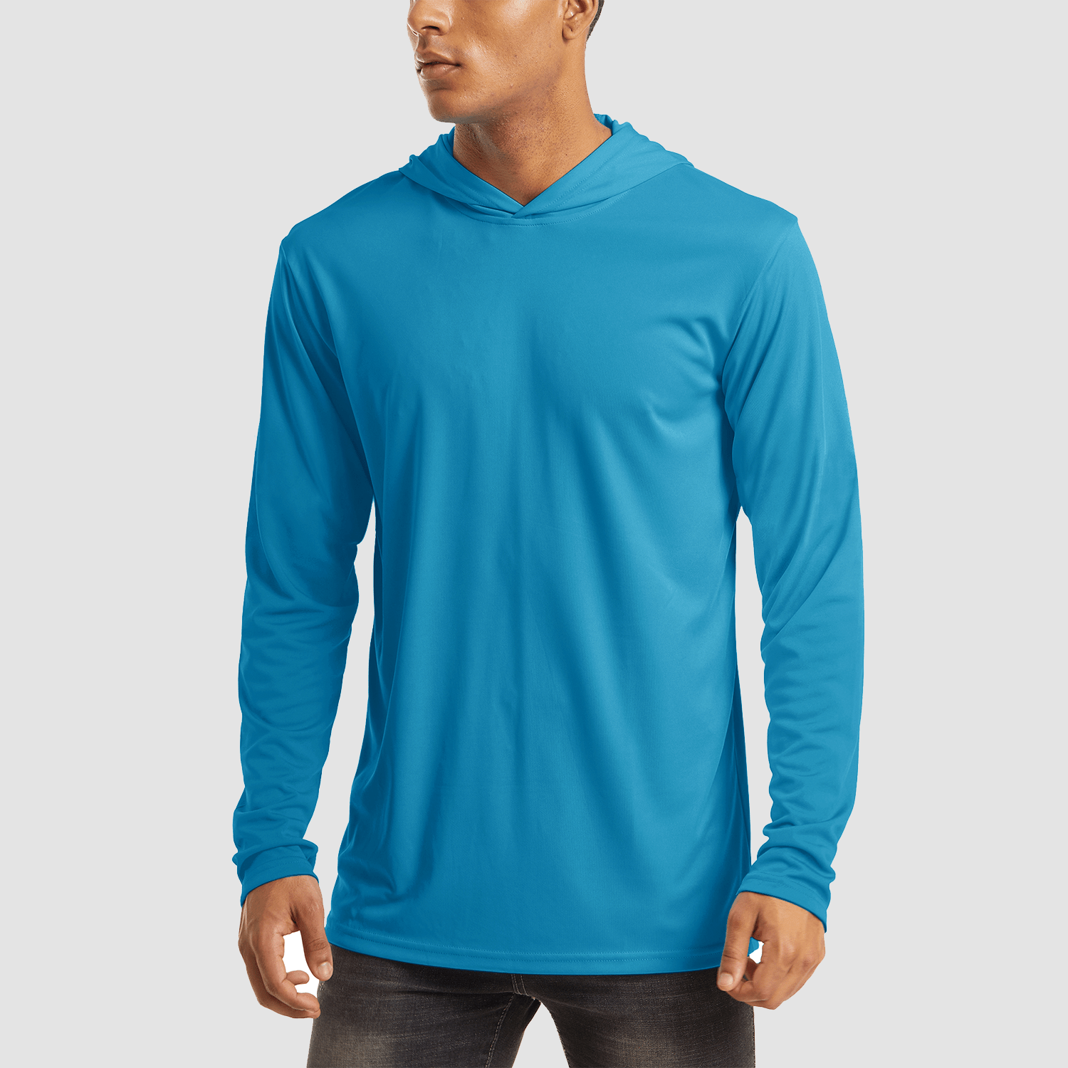 【Buy 4 Get 4th Free】Men's Long Sleeve Hooded Shirt UPF 50+ Athletic Shirts, Grey / M