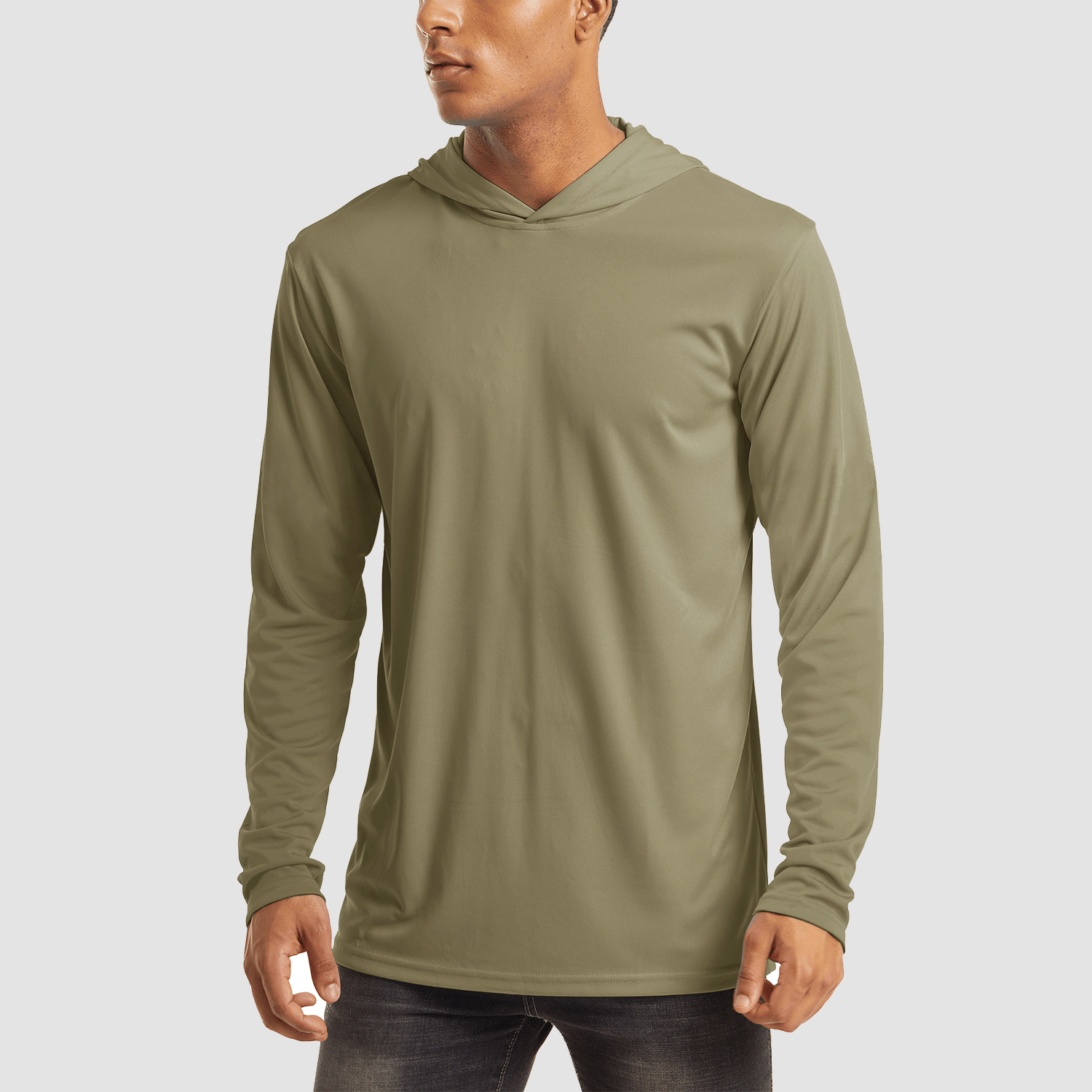 【Buy 4 Get 4th Free】Men's Long Sleeve Hooded Shirt UPF 50+ Athletic Shirts, Grey / XS