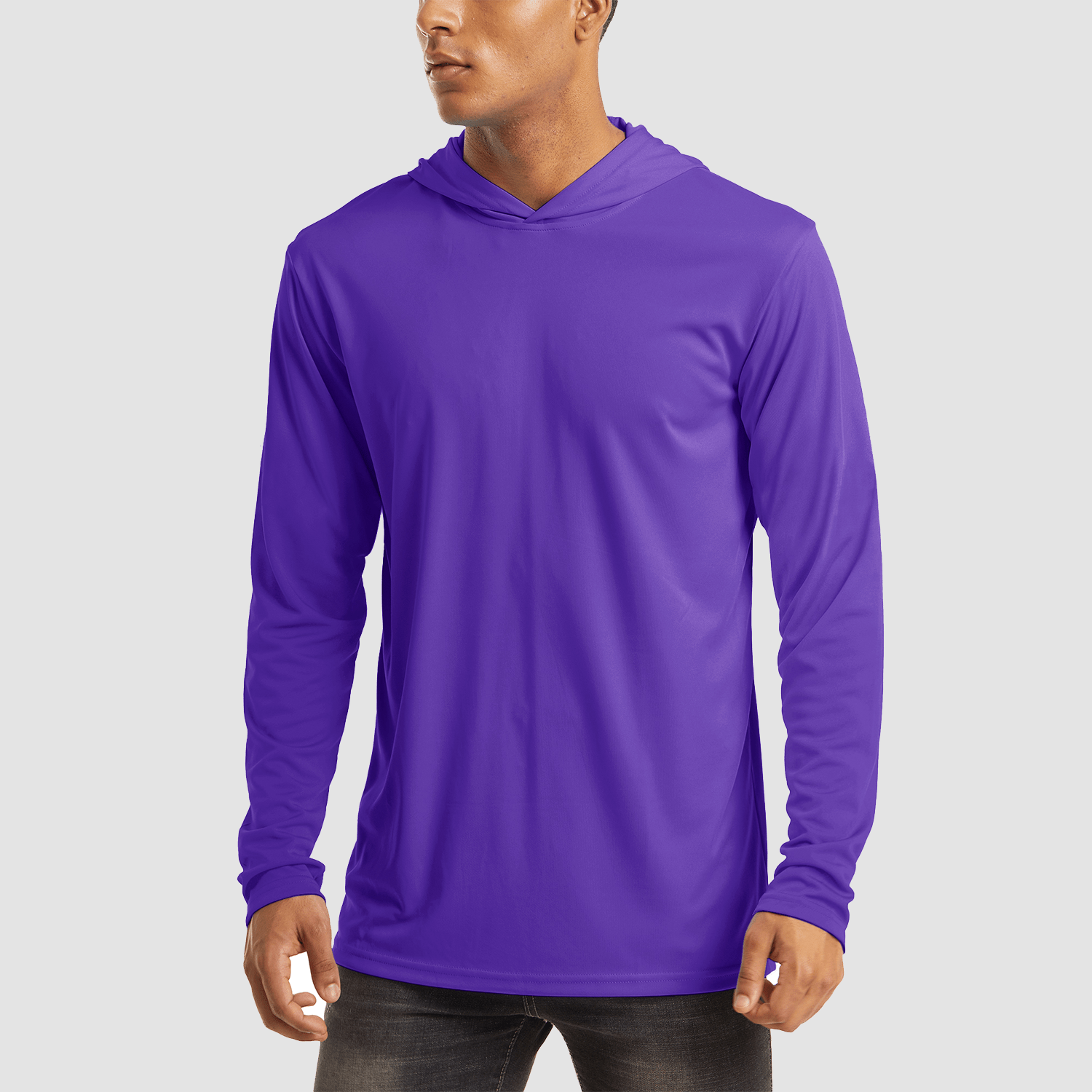 Men's UPF 50+ Sun Protection Hoodie Shirts Long Sleeve SPF Performance  Fishing T-Shirt with Thumbhole