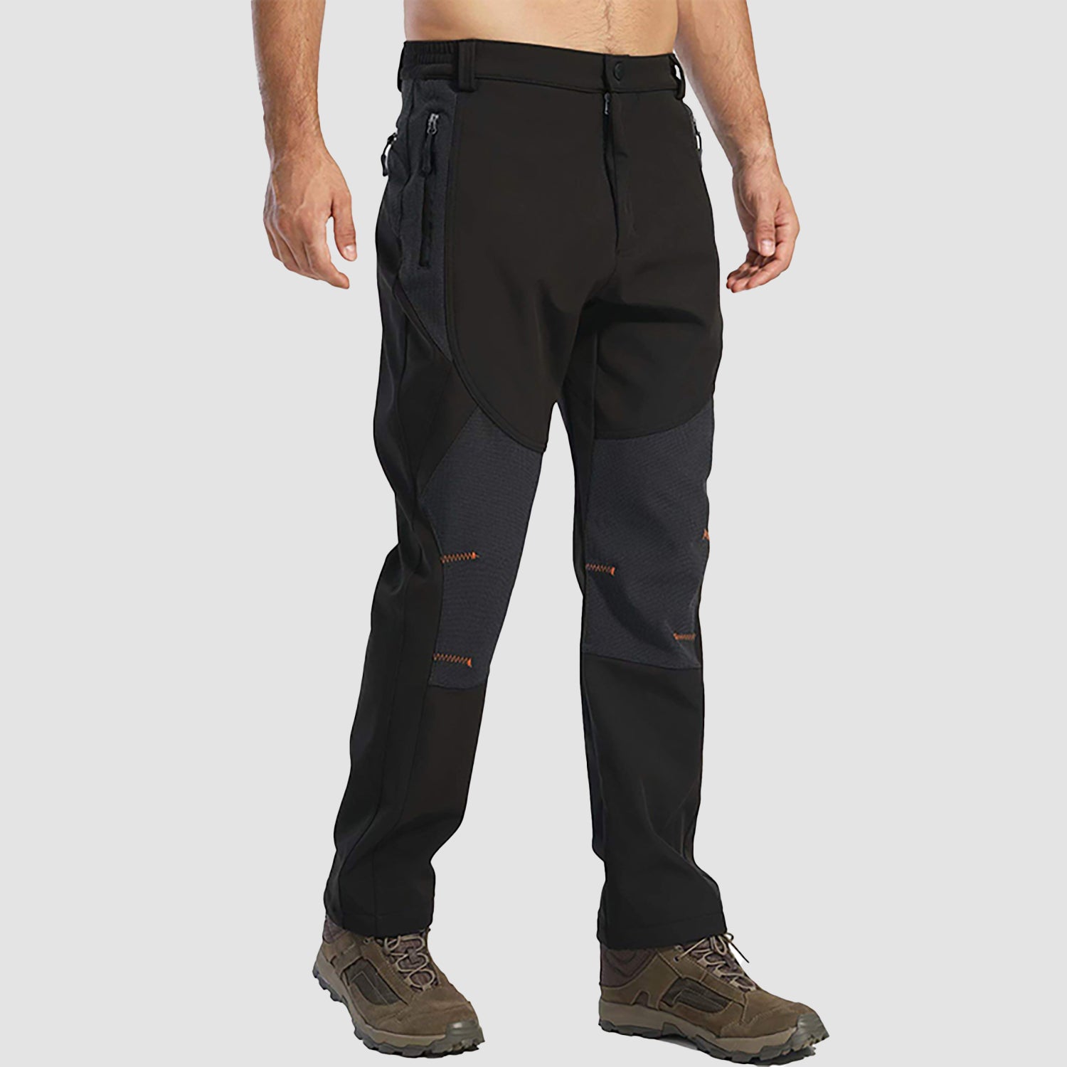 Men Soft Shell Waterproof Hiking Pants Cargo Outdoor Trekking Fishing Climbing Trousers for Winter